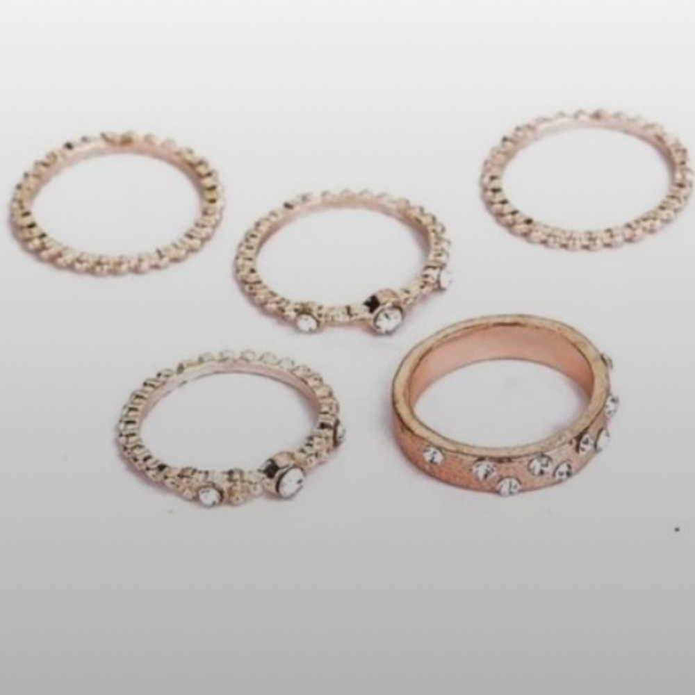 NEW 5pcs Rose Gold Crystal Statement Ring - Picture 5 of 5